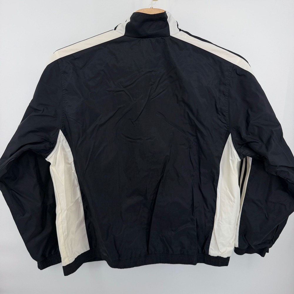 Vintage Adidas Team Nylon Track Jacket Full Zip Black White Mens XL 3 Stripe 01 - Picture 2 of 6